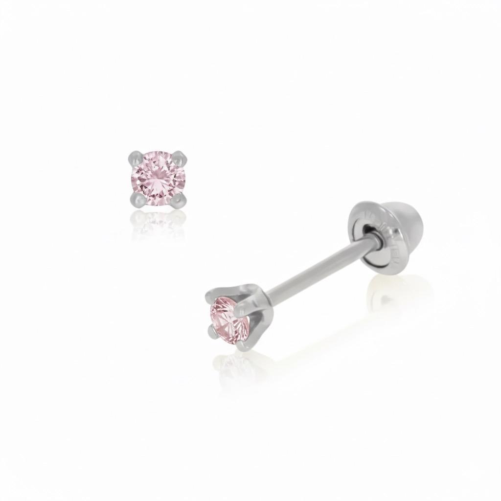 Broquel de Oro 14K  Zafiro Rosa Natural
