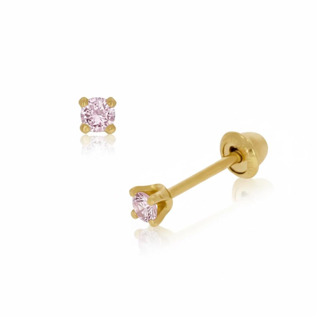 Broquel de Oro 14K  Zafiro Rosa Natural