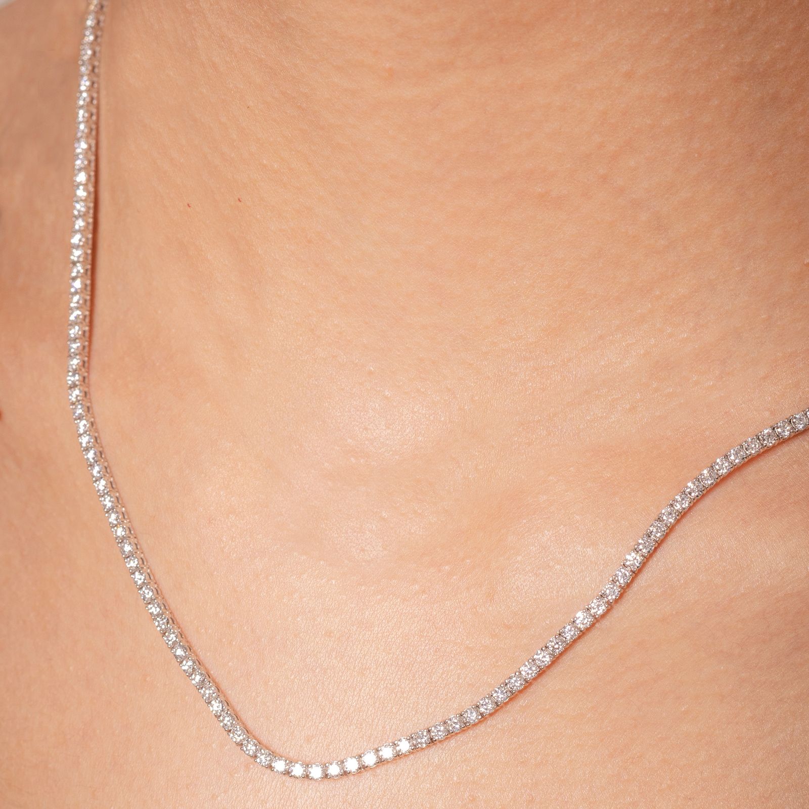 Gargantilla de Oro Blanco 14K Tennis BRILLANTE NATURAL 6.0 ct