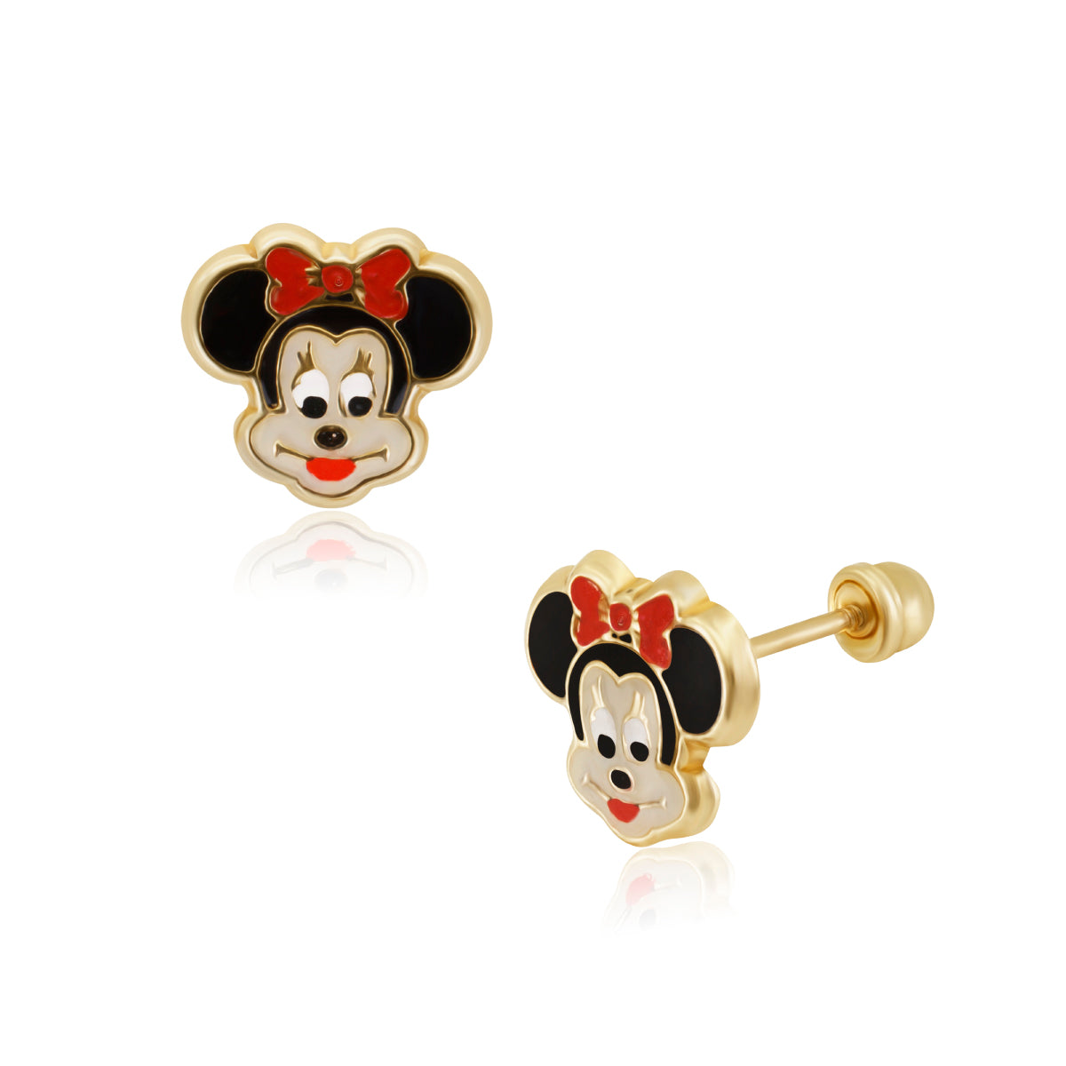 Broquel de Oro 10K Minnie Mouse Esmaltado