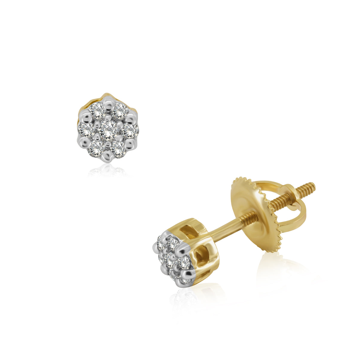 Broqueles de Oro 14K de BRILLANTE NATURAL 50 puntos tipo Flor