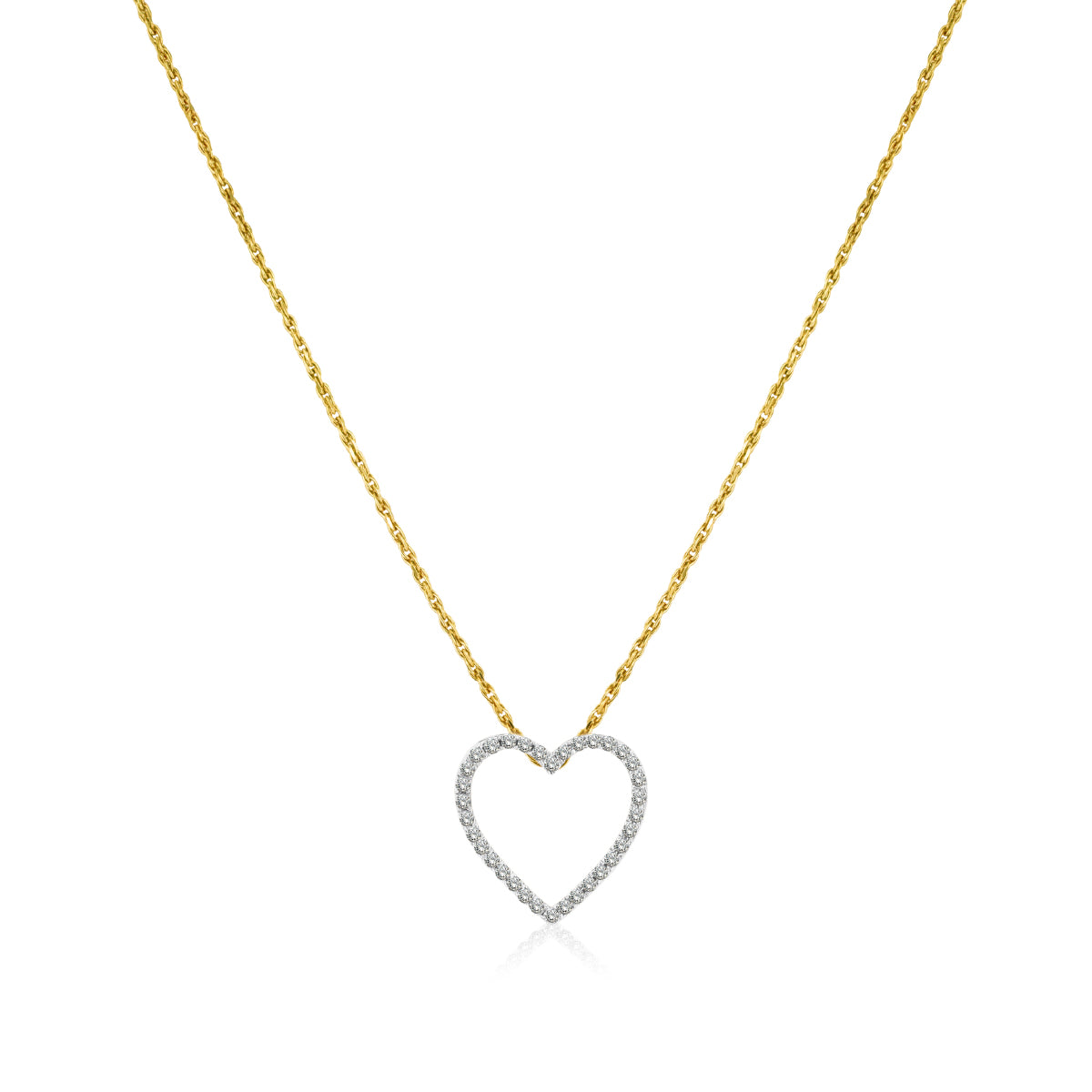 Cadena de Oro 14K con Corazón de BRILLANTE NATURAL .11ct.