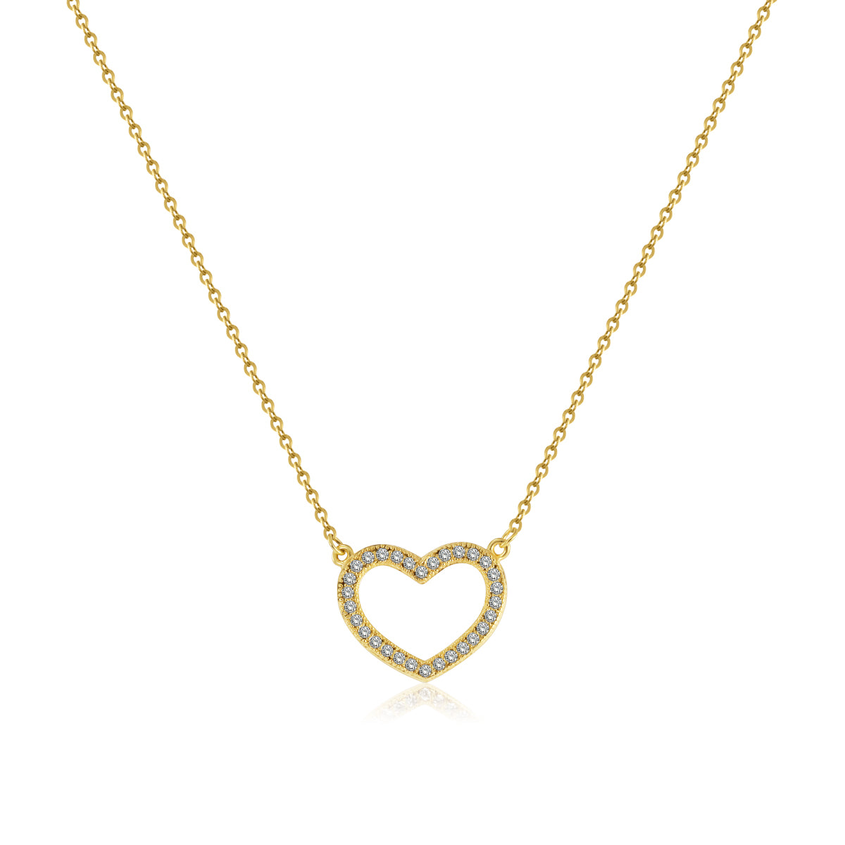 Gargantilla de Oro 10K y 14K Corazón con Zirconias Micro Pavé