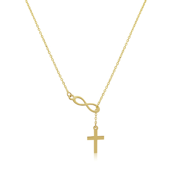 Gargantilla Infinito y Cruz - Oro Amarillo 10 y 14K