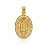 Medalla Ovalada y Diamantada de Virgen de Guadalupe - Oro 10K