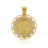 Medalla Redonda de Virgen de Guadalupe, Perimetro de Ondas - Oro 10K