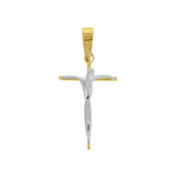 Cruz con Cristo en Oro Blanco Moderno - Oro 10K y 14K