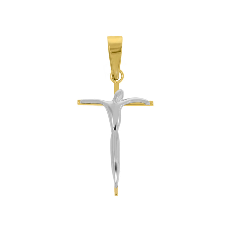 Cruz con Cristo en Oro Blanco Moderno - Oro 10K y 14K