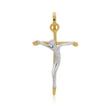 Cruz Oro Amarillo con Cristo en Oro Blanco - Oro 10K