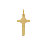 Cruz San Benito con Cristo en Oro Blanco - Oro 10K