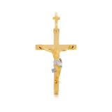 Cruz con Cristo, Regazo Platinado - Oro 10K