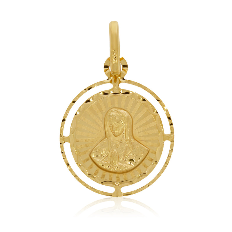 Medalla Rostro Virgen de Guadalupe con Perímetro Diamantado - Oro 14K