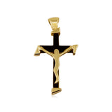 Cruz de Ónix con Cristo - Oro 14K