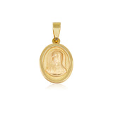 Medalla Ovalada Rostro Virgen de Gpe. Acabado Matte - Oro 10K y 14K