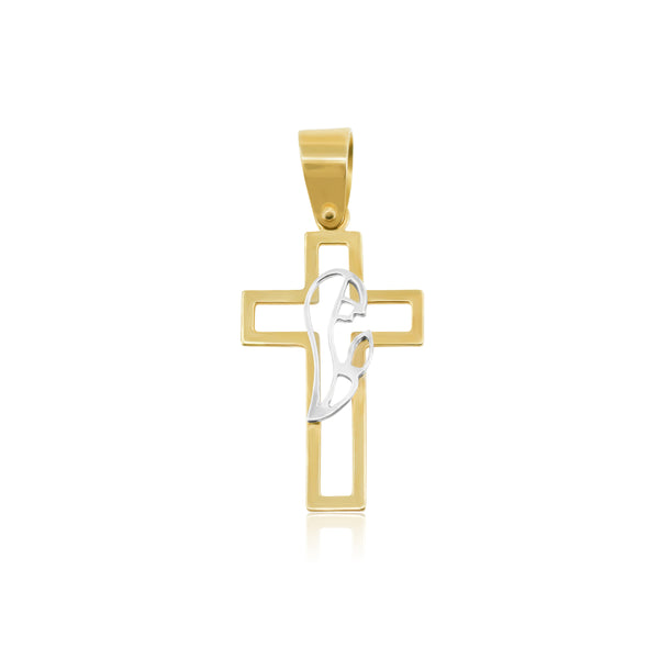 Cruz con Virgen Madonna Rezando - Oro 14K