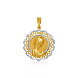 Medalla Ondas Rostro Virgen Guadalupe Platinada - Oro Amarillo 14K