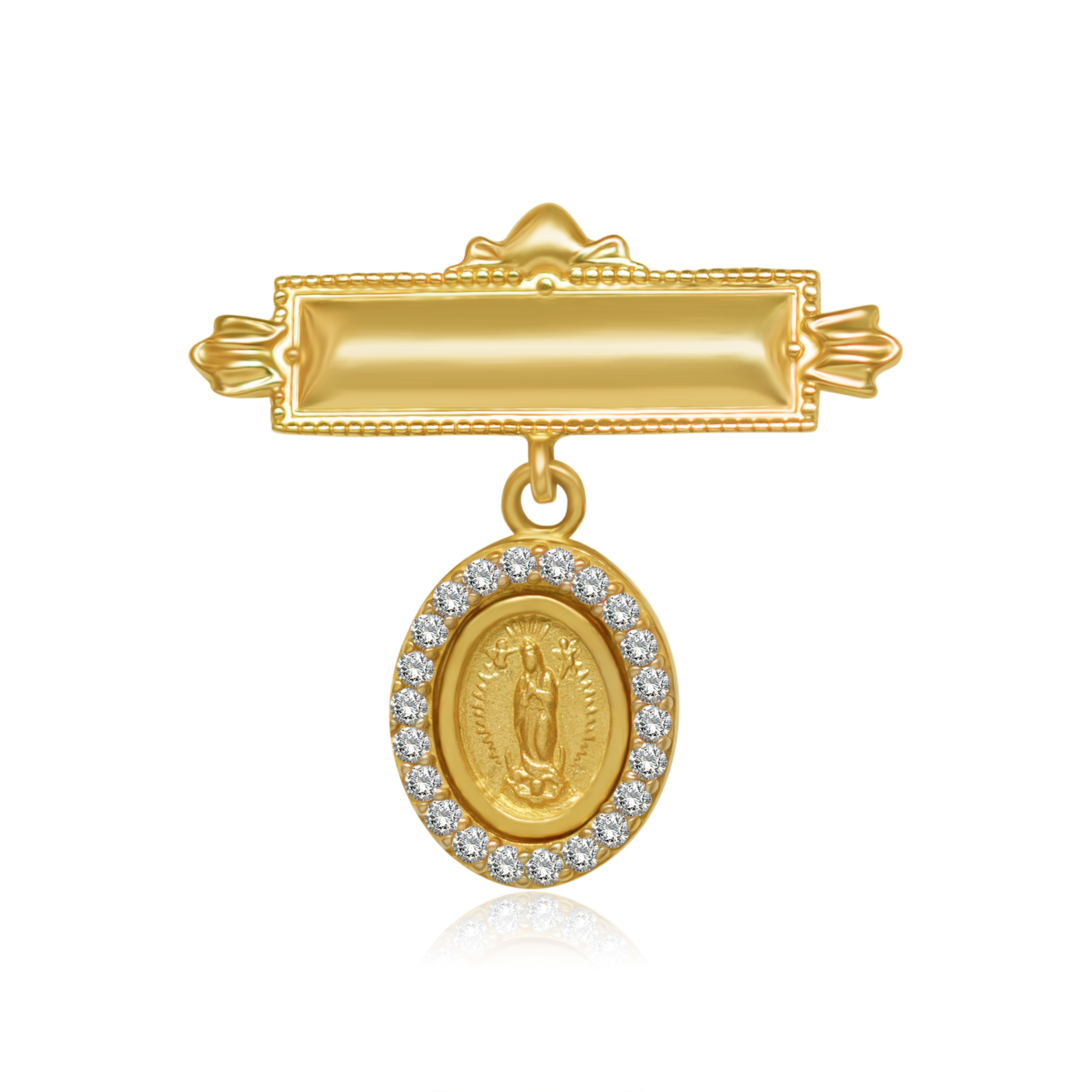 Barra de Oro 14K con Medalla Virgen de Gpe