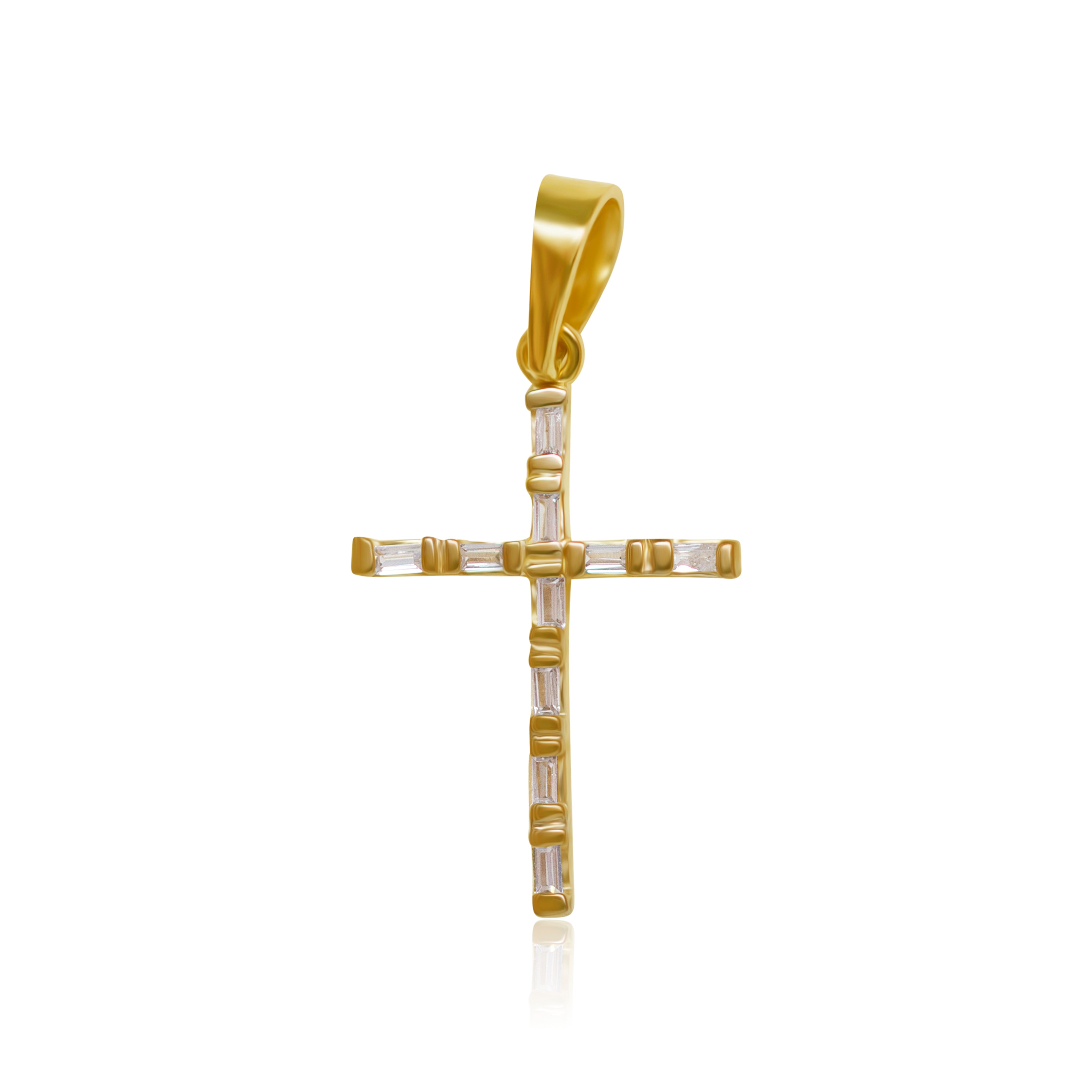 Cruz de Oro 10K y 14K Zirconias Baguette