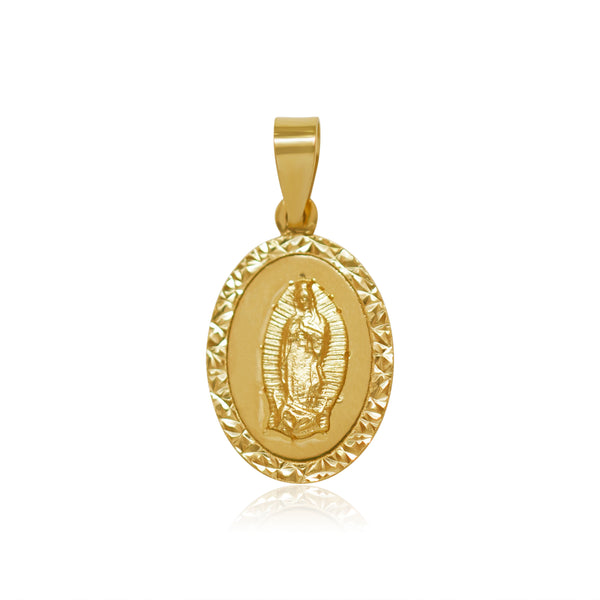 Medalla Virgen de Gpe Biselada y Diamantada - Oro 10K y 14K