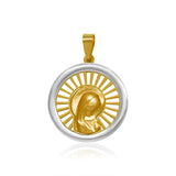 Medalla Redonda Rostro Virgen Rezando - Oro Amarillo 10K