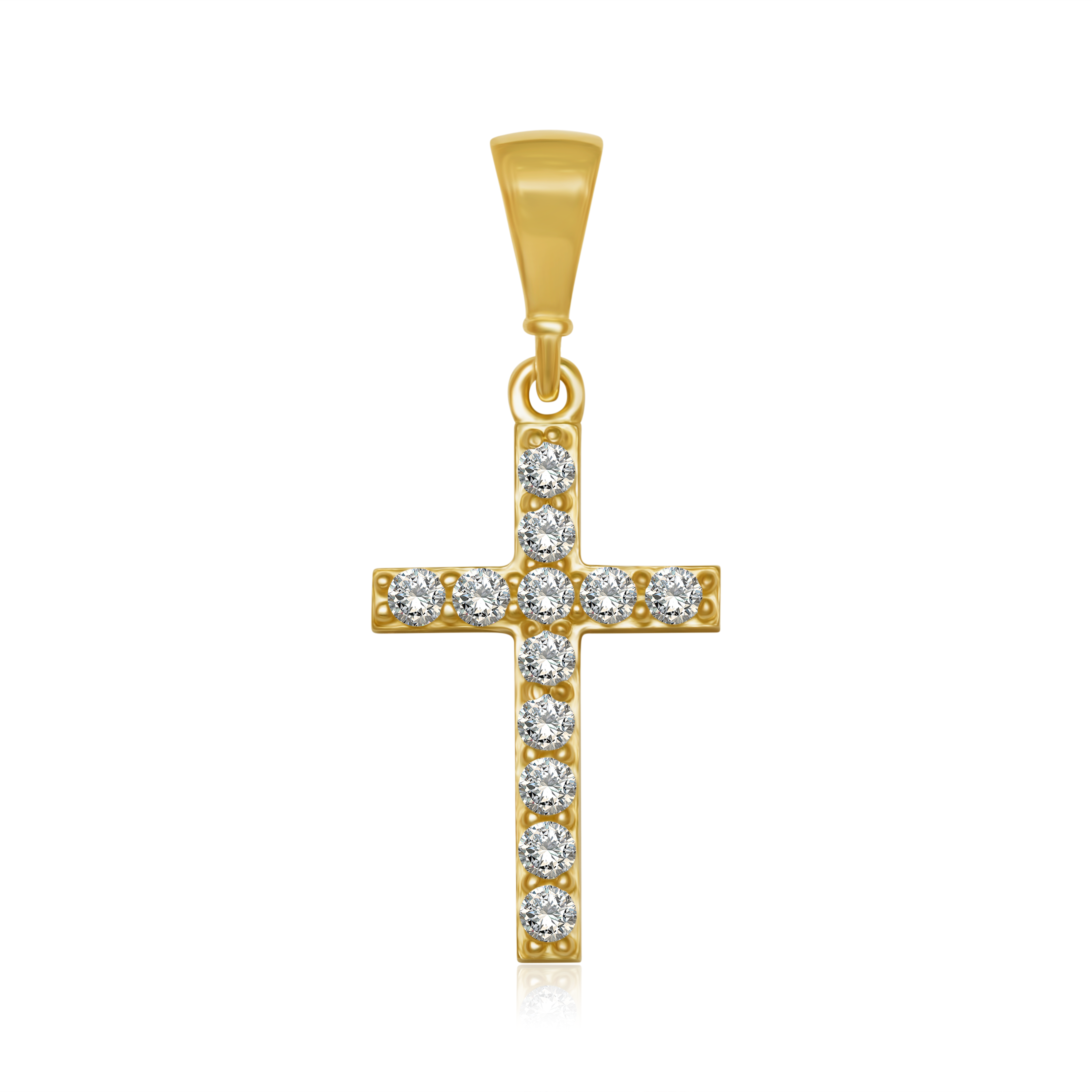 Cruz de Oro 10K y 14K Chica con Zirconias Micro Pavé