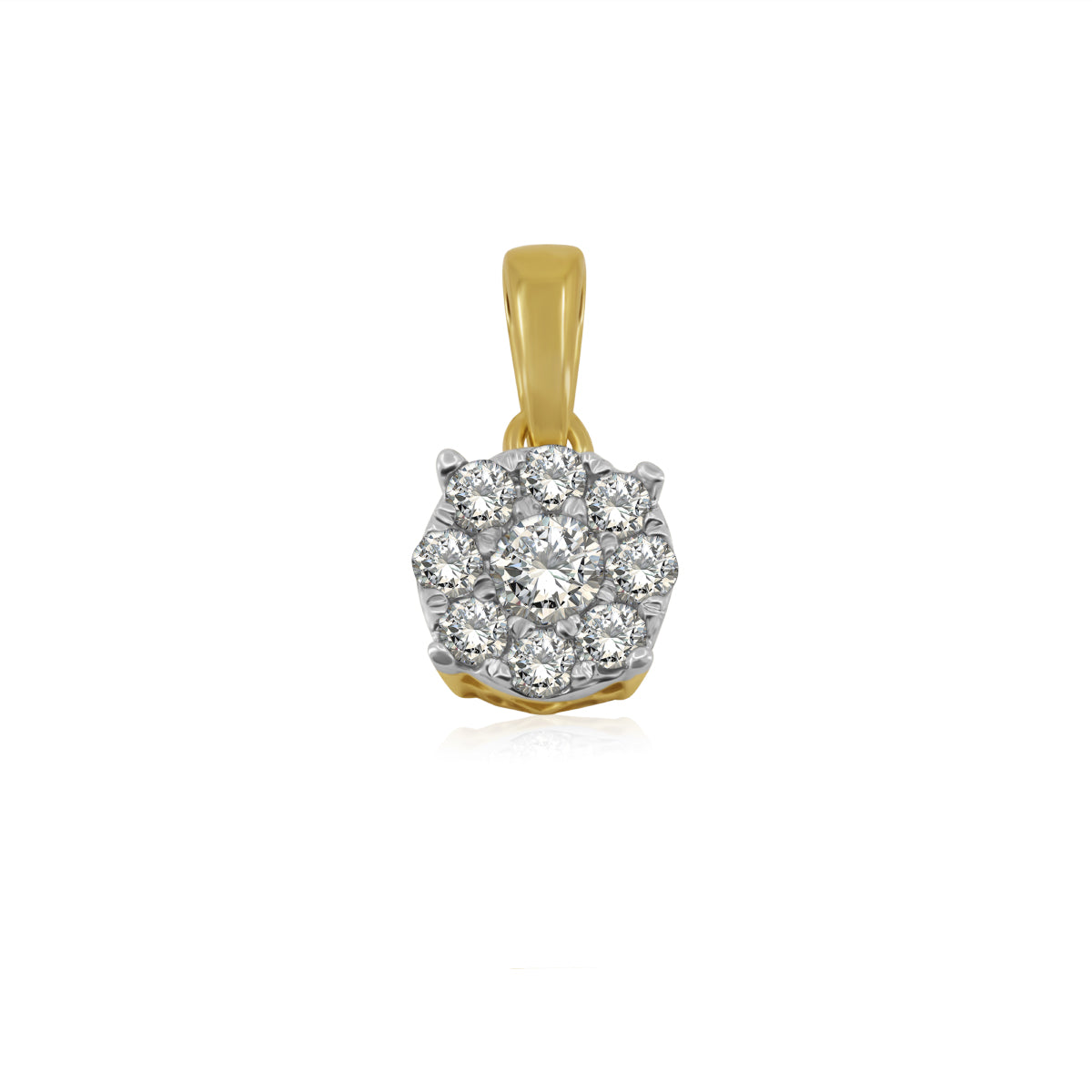 Dije de Oro 14K Redondo tipo Flor BRILLANTE NATURAL .24/.25ct.