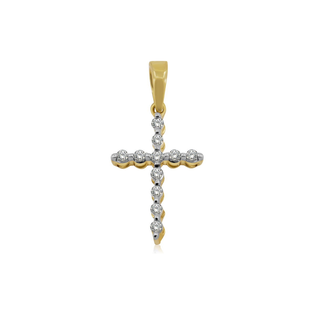 Cruz Chica de BRILLANTE NATURAL .08ct./.09ct. - Oro 10K