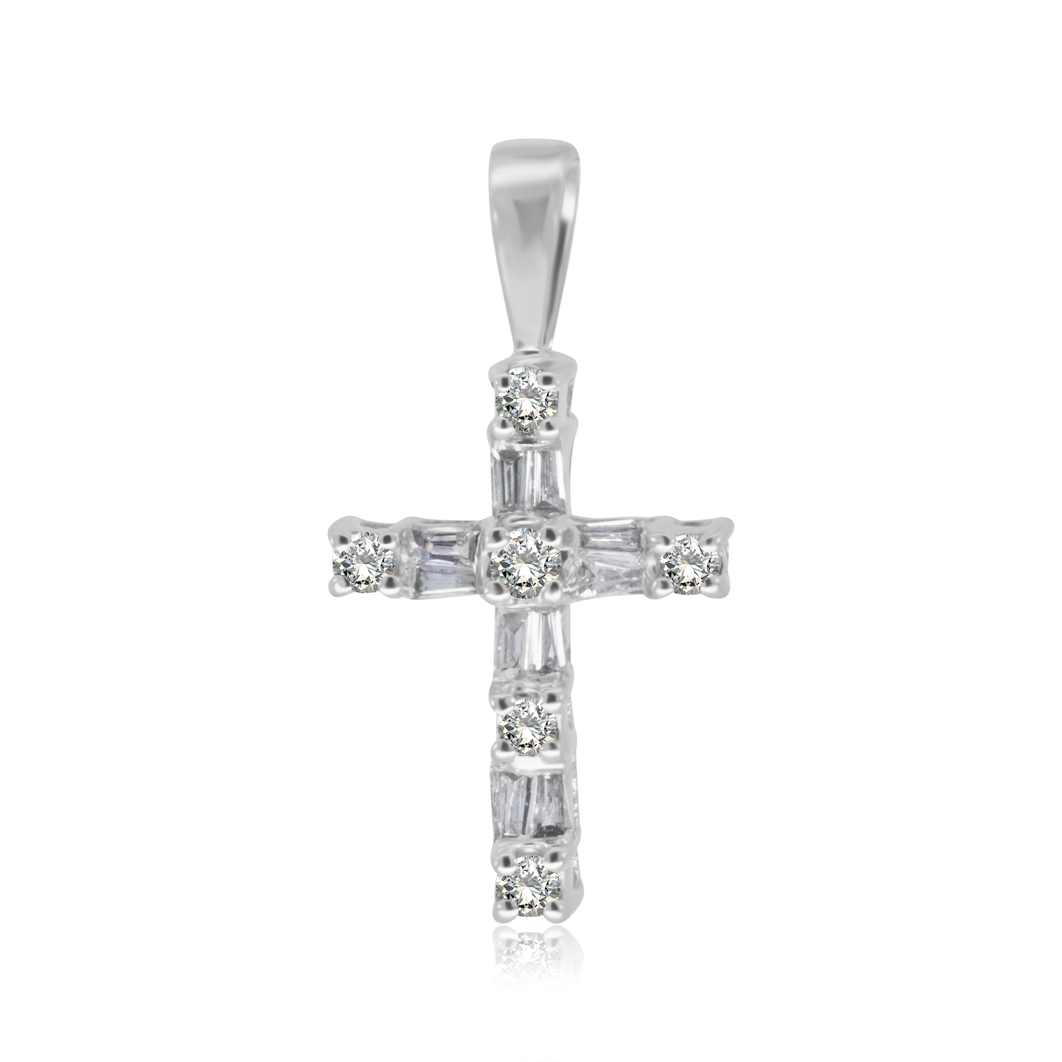 Cruz de BRILLANTE NATURAL Baguettes .25ct. - Oro 14K