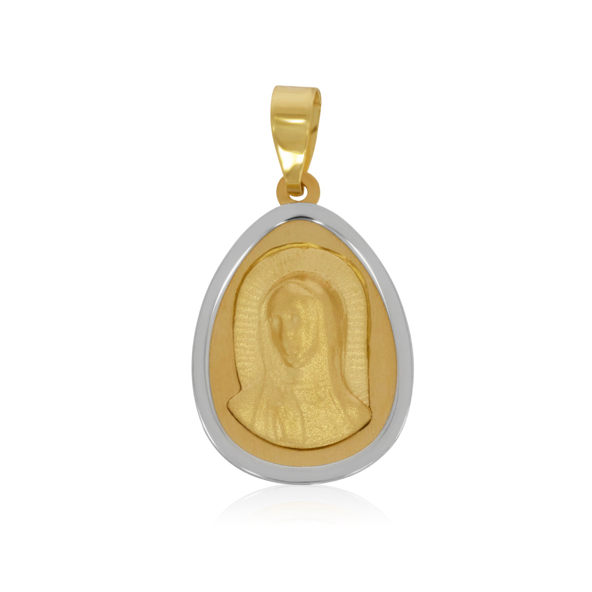 Medalla de Oro 14K en Gota Rostro Virgen de Guadalupe en 3D