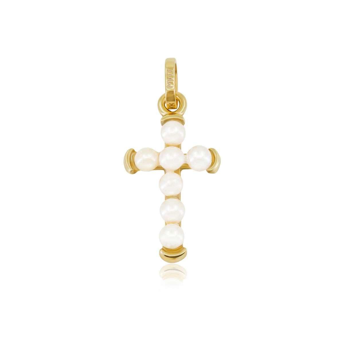 Cruz de Oro 14K con Perlas