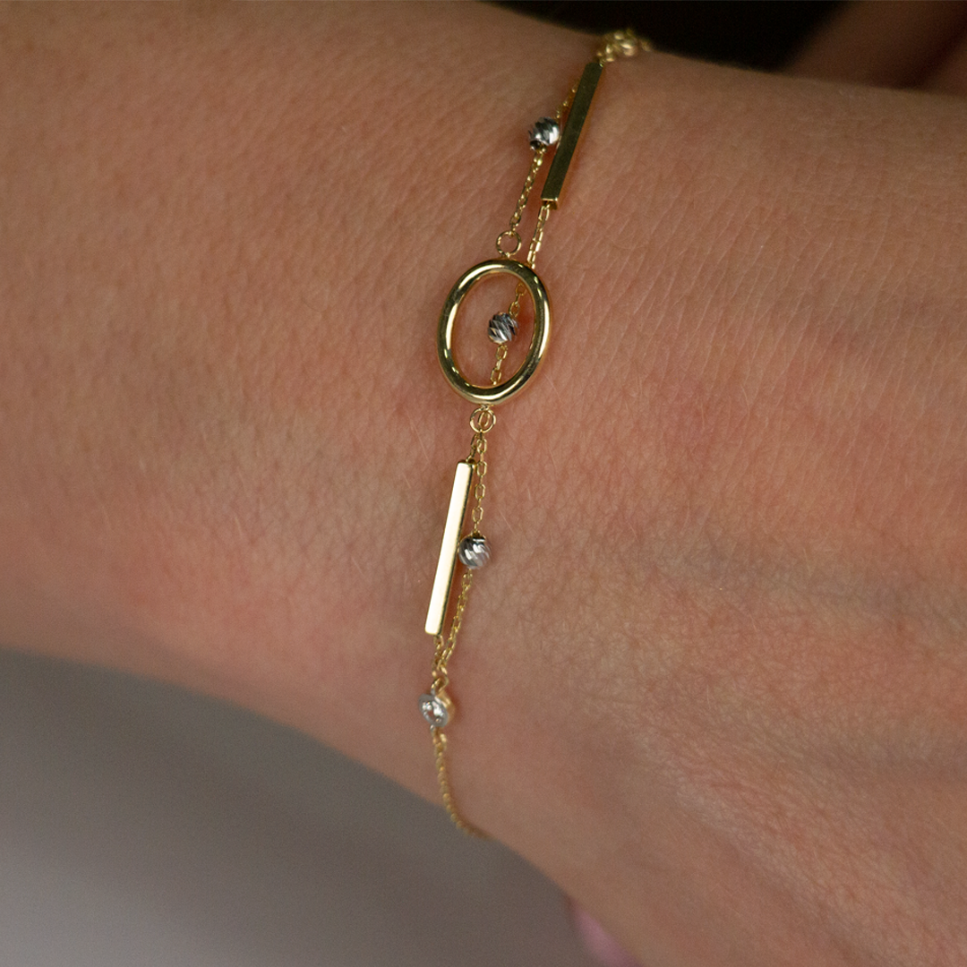 Pulsera de Oro 14K Doble Hilo