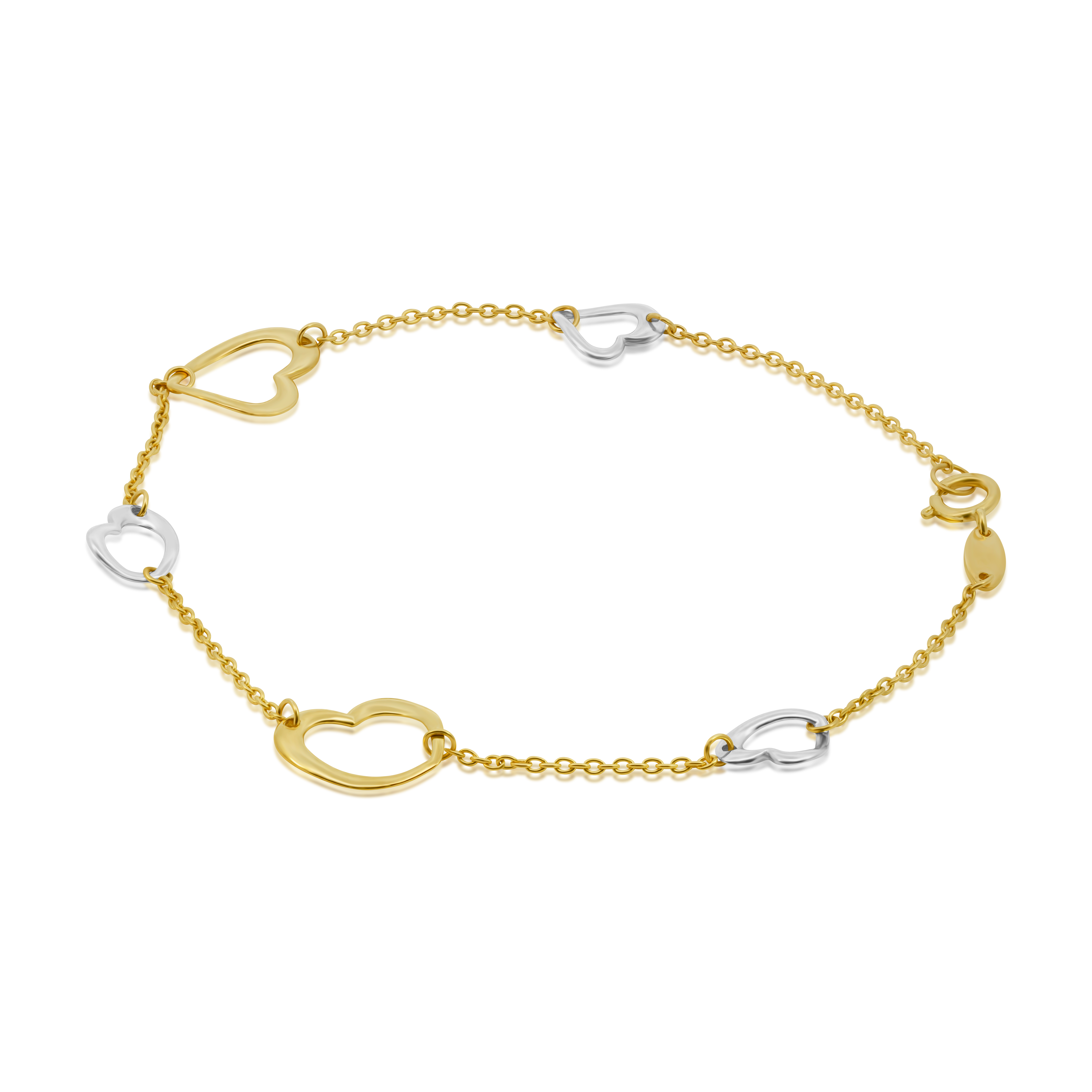 Pulsera de Oro 10K Corazones