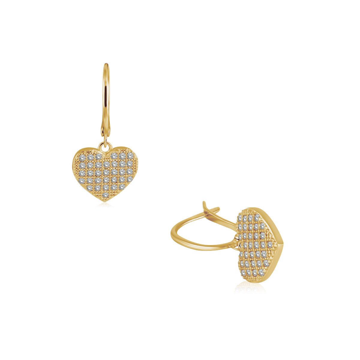 Aretes de Oro 10K Corazón Micro pavé