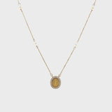 Gargantilla Perlas y Medalla Virgen Gpe. con Zirconias - Oro 14K